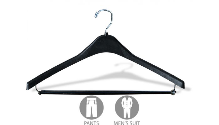 Black Plastic Suit Hanger W/ Locking Bar (17 X 1/2)