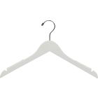 White Wood Top Hanger W/ Notches & Rubber Strips (17" X 7/16")