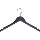 Black Wood Top Hanger W/ Notches & Rubber Strips (17" X 7/16")