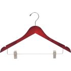 Cherry Wood Combo Hanger W/ Clips & Notches (17" X 7/16")