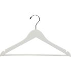 Rubber Coated White Wood Suit Hanger W/ Suit Bar & Notches (17" X 7/16")
