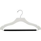 White Wood Suit Hanger W/ Flocked Bar & Notches (17" X 3/8")