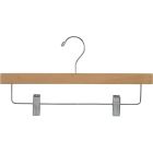 Rubber Coated Natural Wood Bottom Hanger W/ Clips (14" X 3/8")