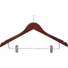 Walnut Wood Combo Hanger W/ Clips & Notches (17" X 7/16")