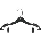 Black Plastic Combo Hanger W/ Clips & Notches (17" X 7/16")