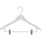 White Wood Combo Hanger W/ Clips & Notches (17" X 7/16")