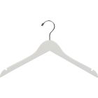 White Wood Slim Line Top Hanger W/ Notches (17" X 1/4")