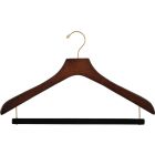 Oversized Walnut Wood Suit Hanger W/ Flocked Bar (18" X 2")