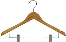 Bamboo Combo Hanger W/ Clips & Notches (17" X 7/16")