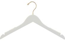 White Wood Top Hanger W/ Notches & Rubber Strips (17" X 7/16")