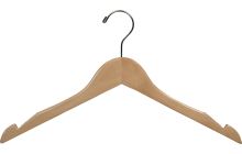 Natural Wood Top Hanger W/ Countersunk Hook & Rubber Strips (17" X 7/16")