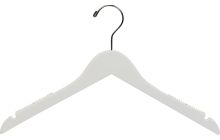Petite White Wood Top Hanger W/ Notches & Rubber Strips (15.5" X 7/16")