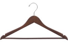 Rubber Coated Walnut Wood Suit Hanger W/ Suit Bar & Notches (17" X 7/16")