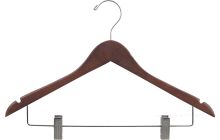 Rubber Coated Walnut Wood Combo Hanger W/ Clips & Notches (17" X 7/16")