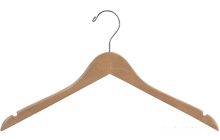 Rubber Coated Natural Wood Top Hanger W/ Notches (17" X 7/16")