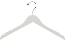 Rubber Coated White Wood Top Hanger W/ Notches (17" X 7/16")
