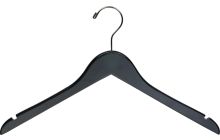 Rubber Coated Black Wood Top Hanger W/ Notches (17" X 7/16")