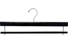 Black Wood Bottom Hanger W/ Flocked Bar (16" X 3/8")