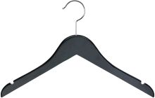 Junior Black Wood Top Hanger W/ Notches (14" X 7/16")