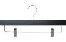 Matte Black Wood Bottom Hanger W/ Clips (14" X 3/8")