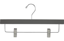 Rubber Coated Gray Wood Bottom Hanger W/ Clips (14" X 3/8")