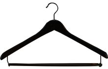 Matte Black Wood Suit Hanger W/ Locking Bar (17" X 1/2")