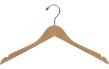 Natural Wood Slim Line Top Hanger W/ Notches (17" X 1/4")