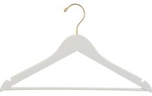 White Wood Suit Hanger W/ Suit Bar & Notches (17" X 7/16")
