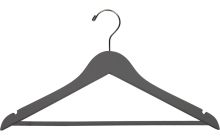 Rubber Coated Gray Wood Suit Hanger W/ Suit Bar & Notches (17" X 7/16")
