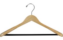 Natural Wide Shoulder Suit Hanger W/ Flocked Bar (17.5" x 2")