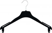 Black Flocked Plastic Combo Hanger W/ Clips & Notches (17 X 1/4)
