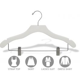 White Wooden Top Hangers - 17 (100pcs)